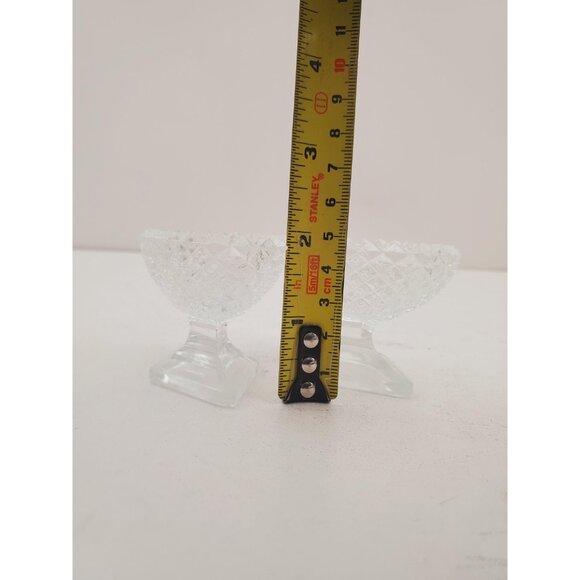 Oval pedestal open salt dips English hobnail pattern - Picture 10 of 10